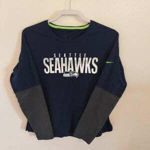 NFL/Nike Seattle Seahawks‎ Long Sleeve Tshirt Navy/Gray Size M Team Pride Sporty